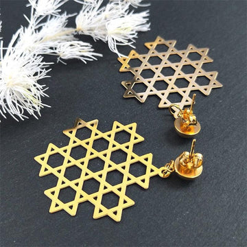 NEW Judaism Star Of David Stainless Steel Hexagram Symbol Dangle Stud Earrings for Women - The Jewellery Supermarket